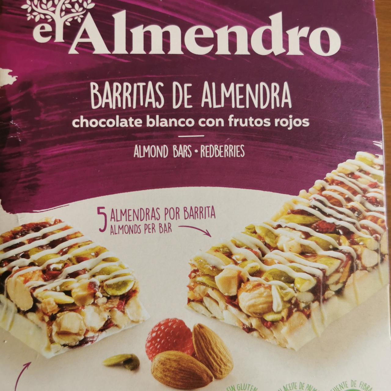 Fotografie - Barritas de almendra chocolate blanco con frutos rojos Almendro