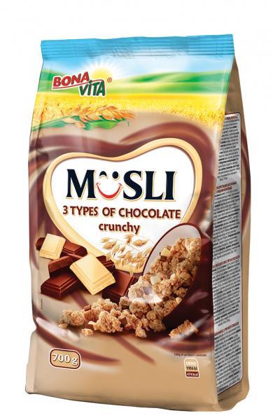 Fotografie - Müsli 3 types of chocolate crunchy Bonavita
