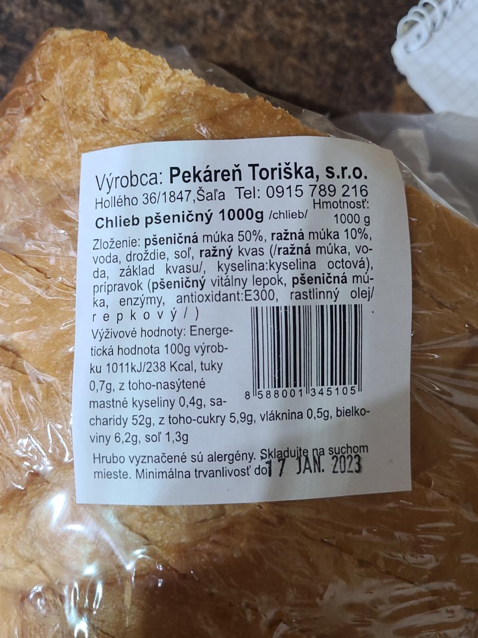 Fotografie - Chlieb pšeničný Pekáreň Toriška