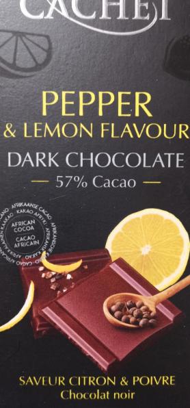 Fotografie - Pepper & Lemon Dark chocolate 57% cacao Cachet