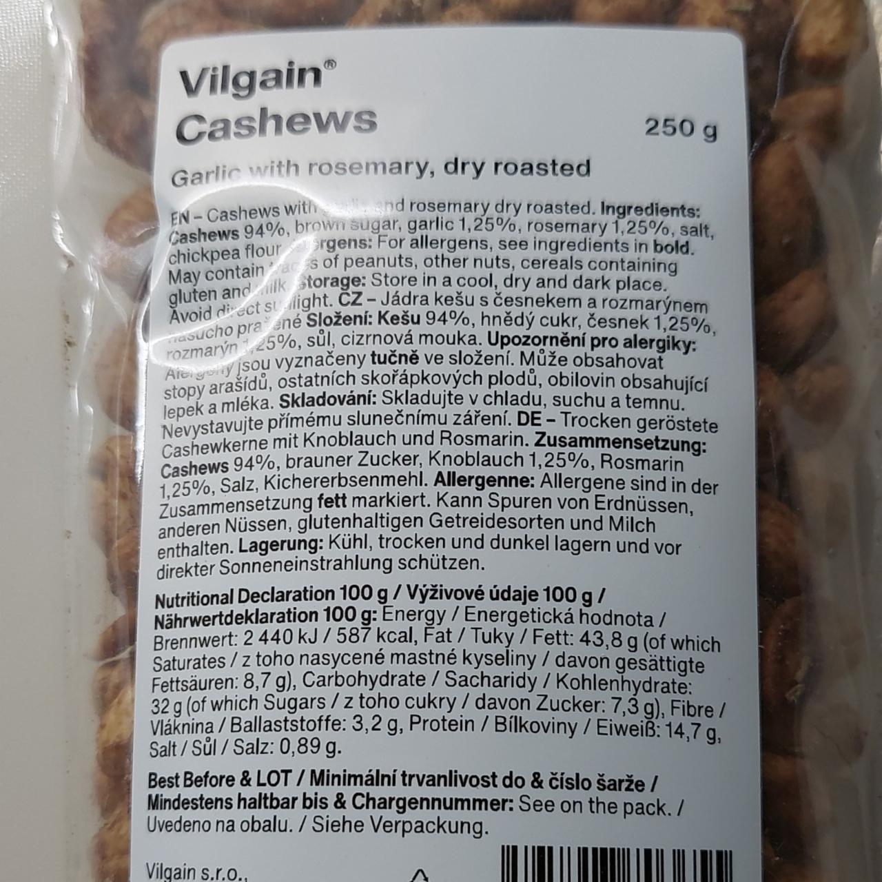 Fotografie - Cashews Garlic with rosemary, dry roasted Vilgain