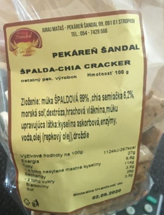 Fotografie - špalda-chia cracker Pekáreň Šandal