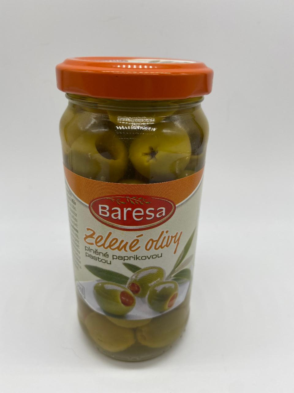 Fotografie - Zelené olivy plnené paprikovou pastou Baresa