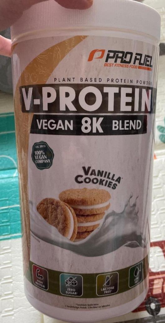 Fotografie - V-Protein Vegan 8K Blend Vanilla Cookies Pro Fuel