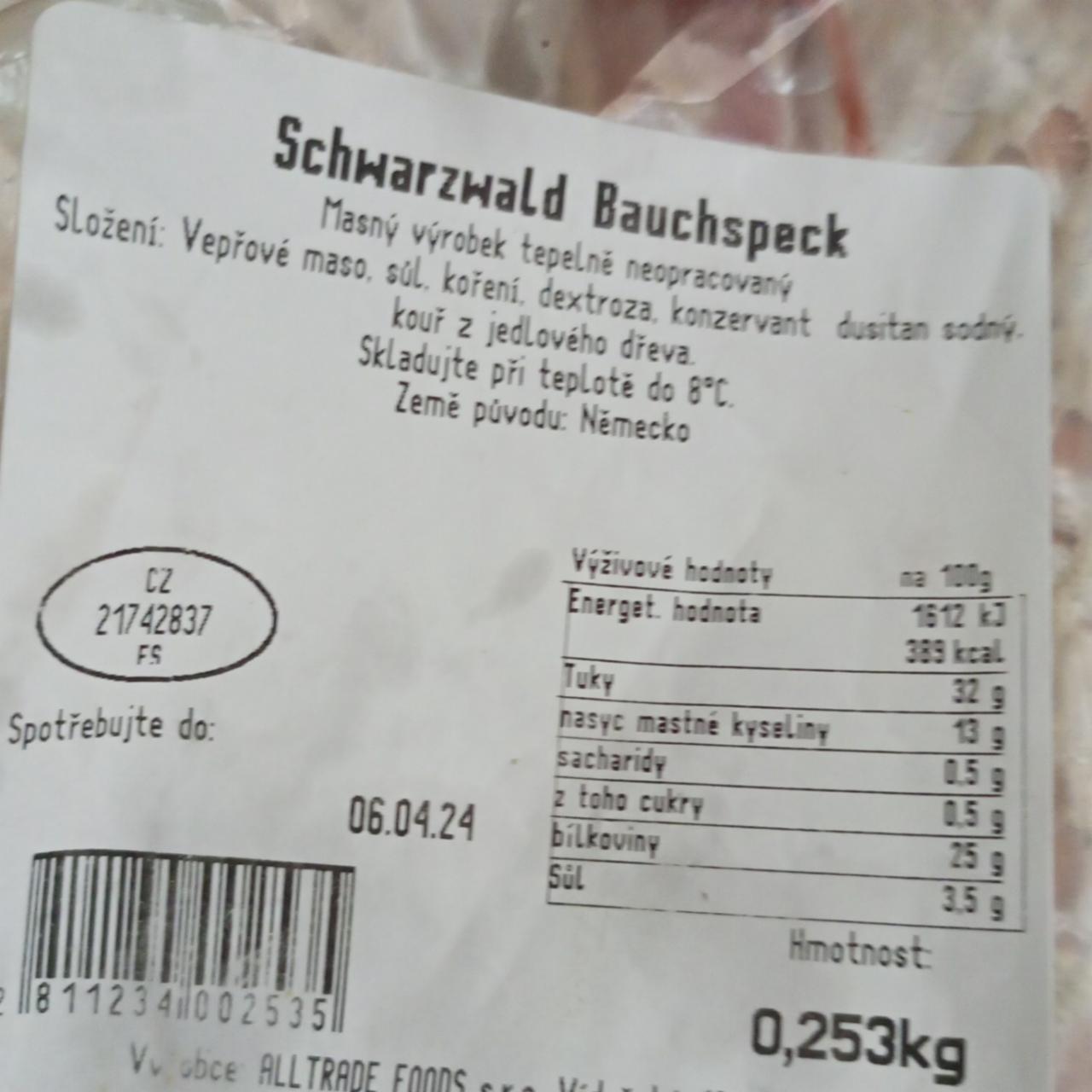 Fotografie - Schwarzwald Bauchspeck šunka Alltrade Foods
