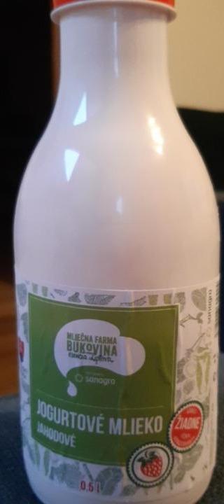 Fotografie - jogurtové mlieko jahodové Mliečna farma Bukovina