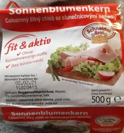 Fotografie - Sonnenblumenkern fit&aktiv (celozrnný žitný chléb se slunečnicový semínky) Schneider brot
