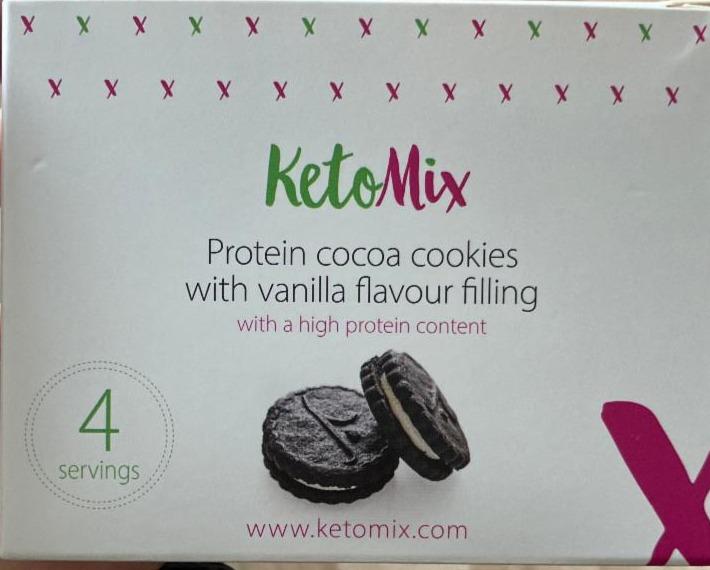 Fotografie - proteinové kakaové sušenky s vanilkovou náplní KetoMix
