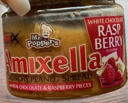 Fotografie - Amixella crunchy peanut spread White chocolate & Raspberry Mr. Popper's