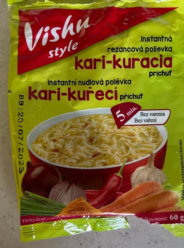 Fotografie - Instantná rezancová polievka Kari-kuracia príchuť Vishu style