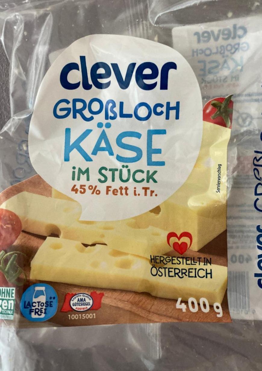 Fotografie - Großloch käse im stück 45 % fett Clever