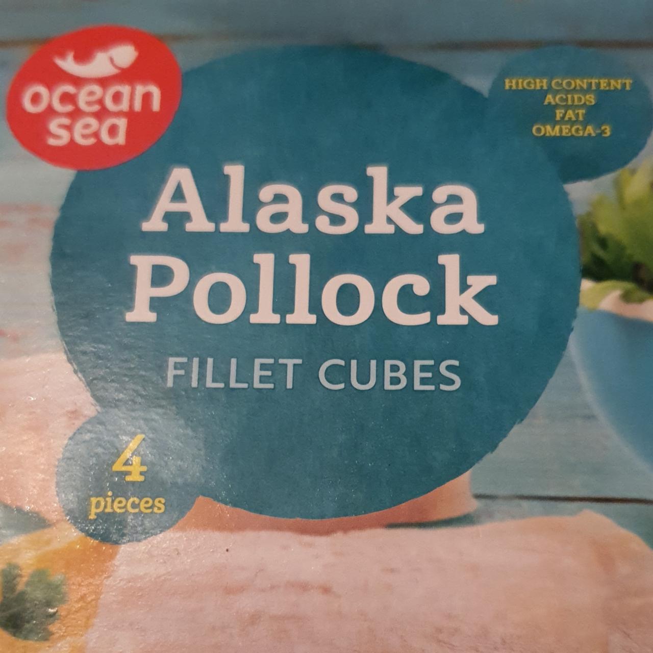 Fotografie - Alaska Pollock Fillets Cubes Ocean Sea