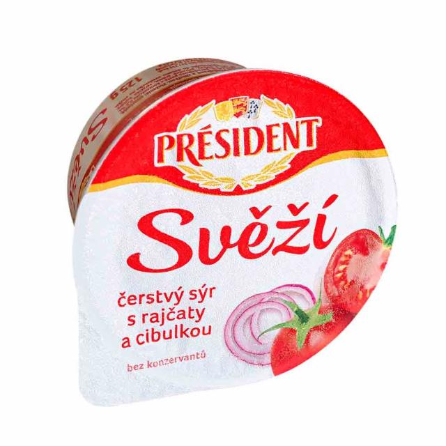 Fotografie - Président Svieži Čerstvý syr s paradajkami a cibuľkou