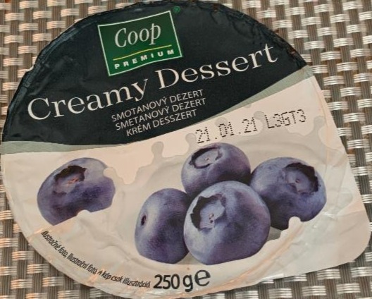 Fotografie - creamy dessert Coop premium čučoriedka