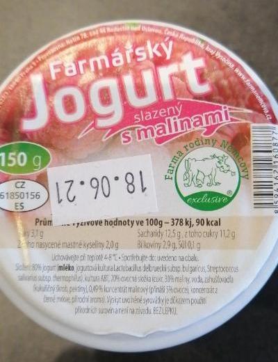 Fotografie - Farmársky jogurt slazeny s malinami Farma rodiny Nemcovy