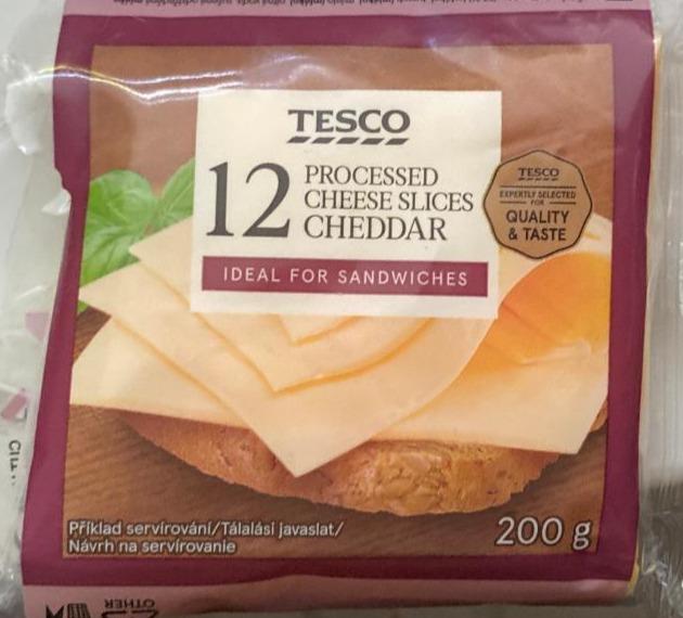 Fotografie - 12 Processed Cheese Slices Cheddar Tesco