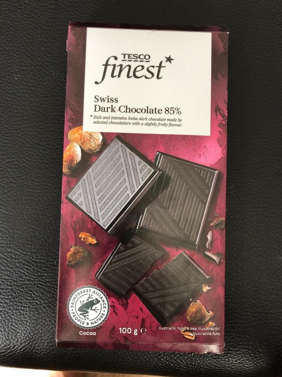Fotografie - Swiss Dark chocolate 85% Tesco finest