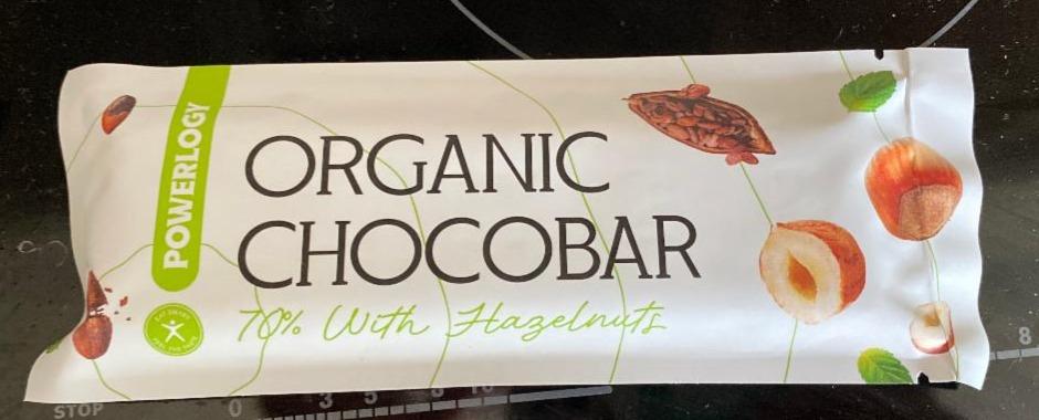Fotografie - Organic Chocobar 70% with hazelnuts Powerlogy