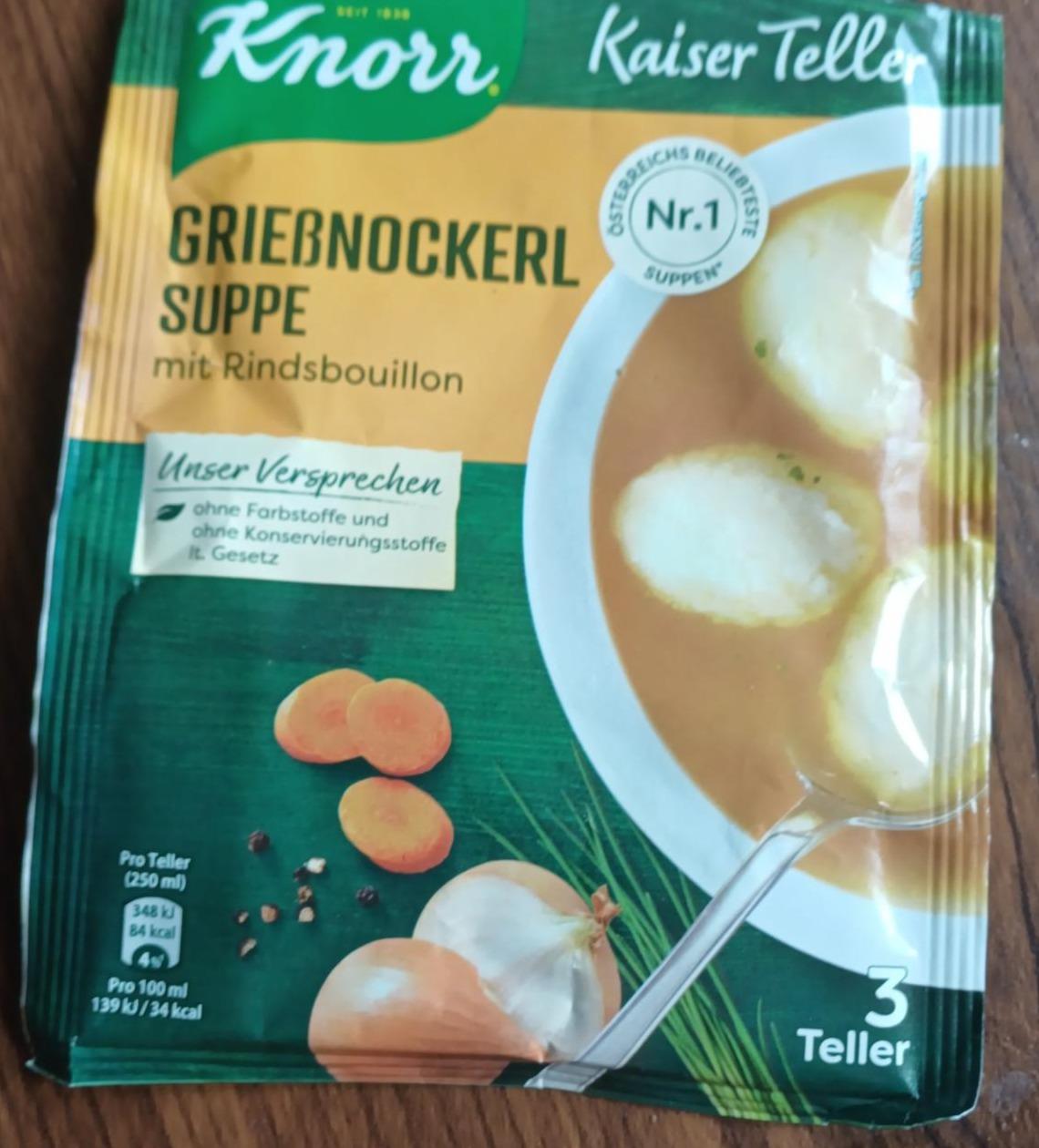 Fotografie - Grießnockerl Suppe mit Rindsbouillon Knorr