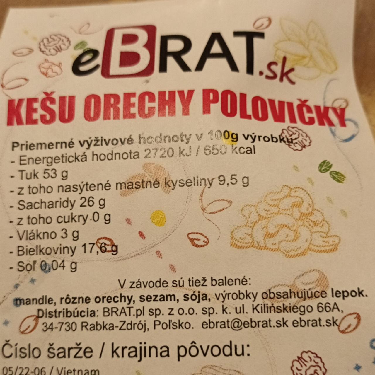Fotografie - Kešu orechy polovičky eBrat.sk