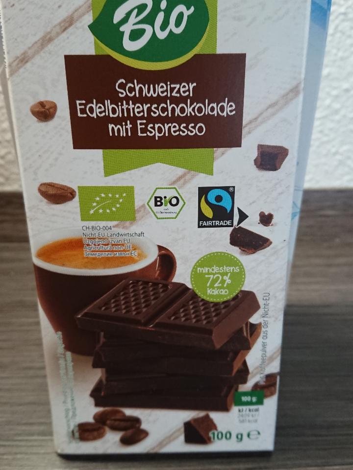 Fotografie - Schweizer Edelbitterschokolade mit Espresso K-Bio