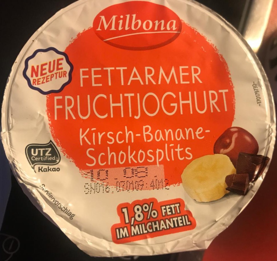 Fotografie - Fettarmer Fruchtjoghurt kirsch banane Milbona