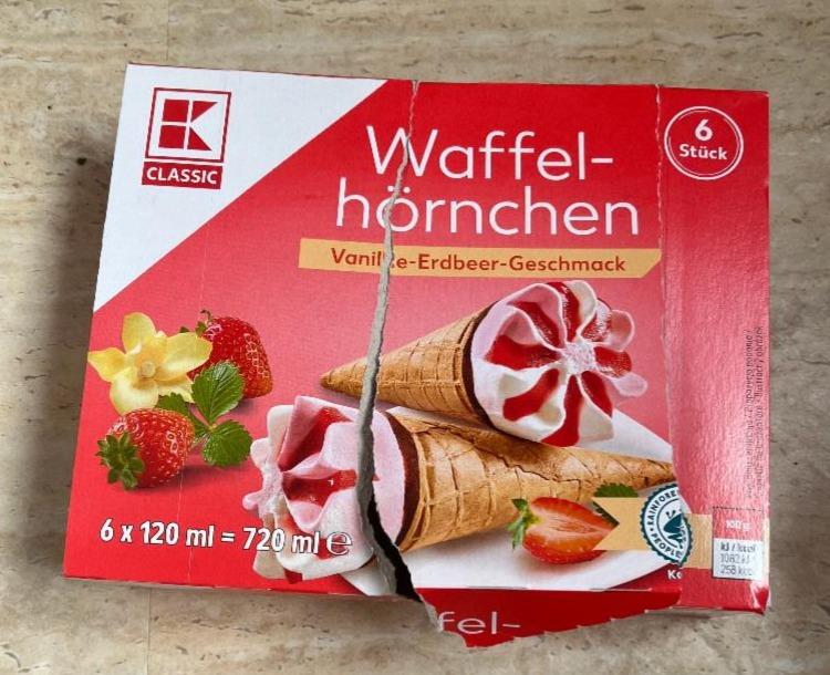 Fotografie - Waffel-hörnchen Vanille - Erdbeer K-Classic