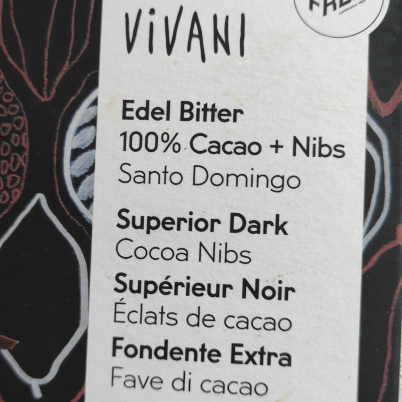 Fotografie - Edel Bitter 100% Cacao + Nibs Santo Domingo Vivani