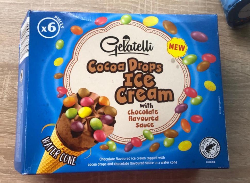 Fotografie - Cocoa Drops Ice cream with chocolate flavoured sauce Gellatelli