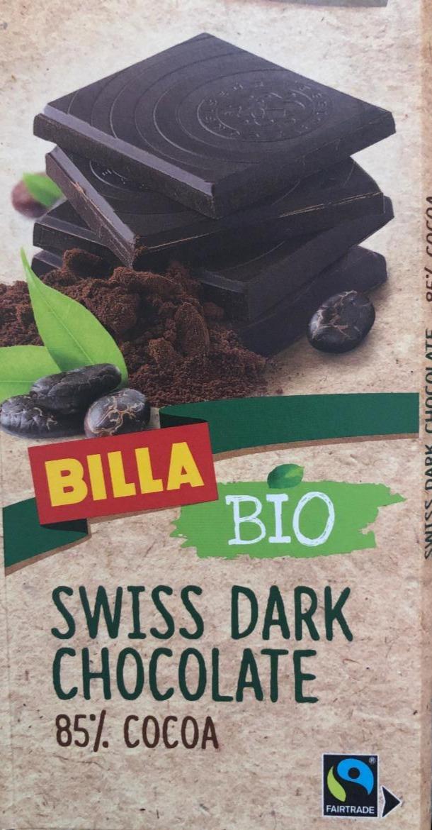 Fotografie - Swiss dark chocolate 85% cocoa Billa Bio
