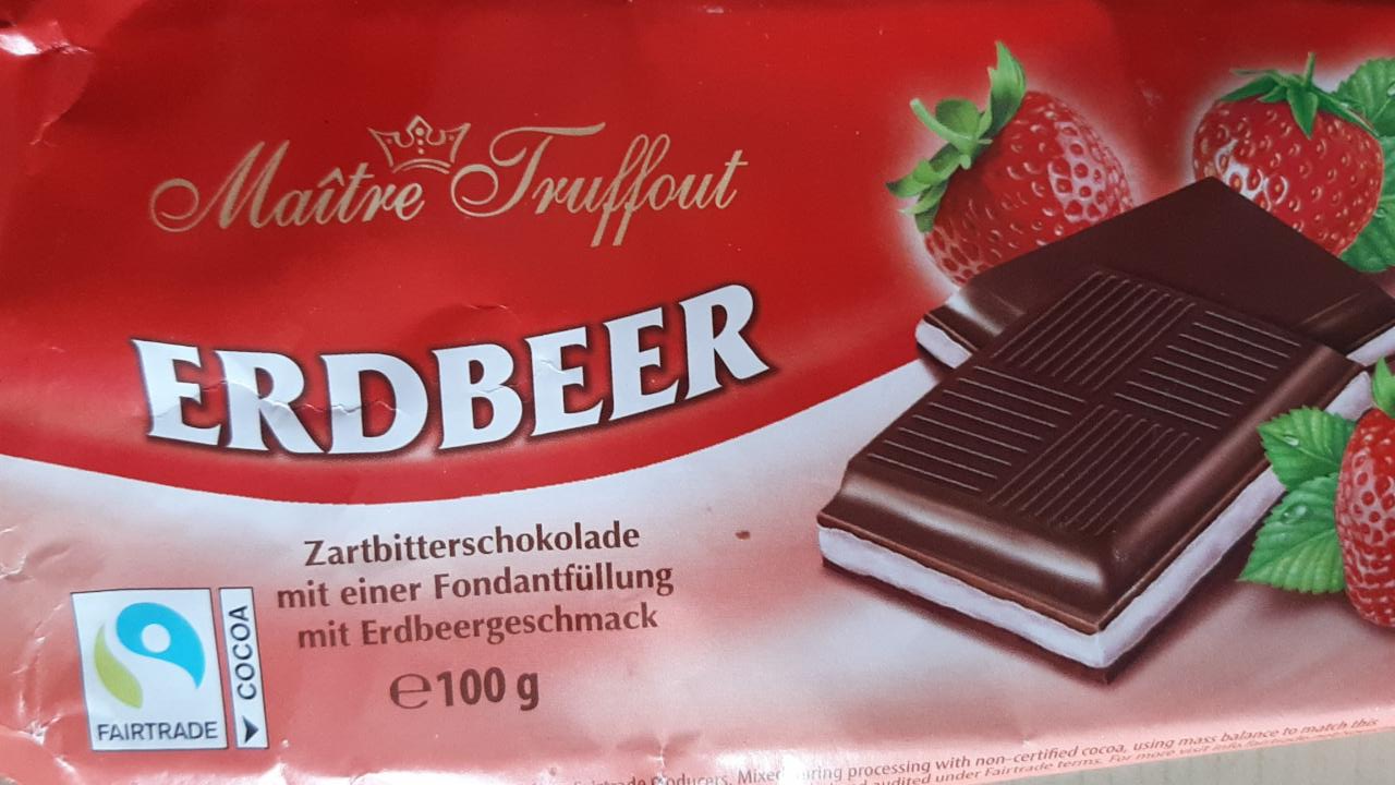 Fotografie - Erdbeer Maitre Truffout Zartbitterschokolade