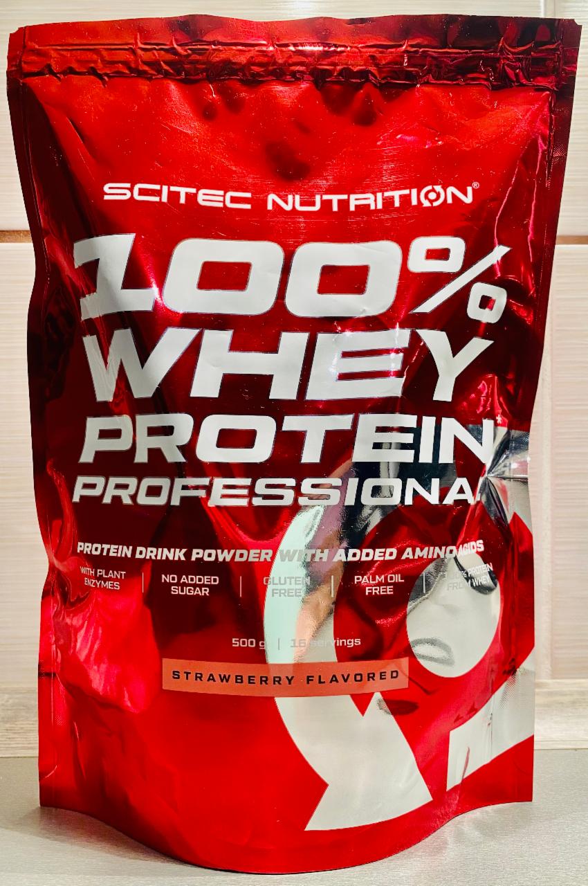 Fotografie - 100% Whey Protein Professional Strawberry Scitec Nutrition