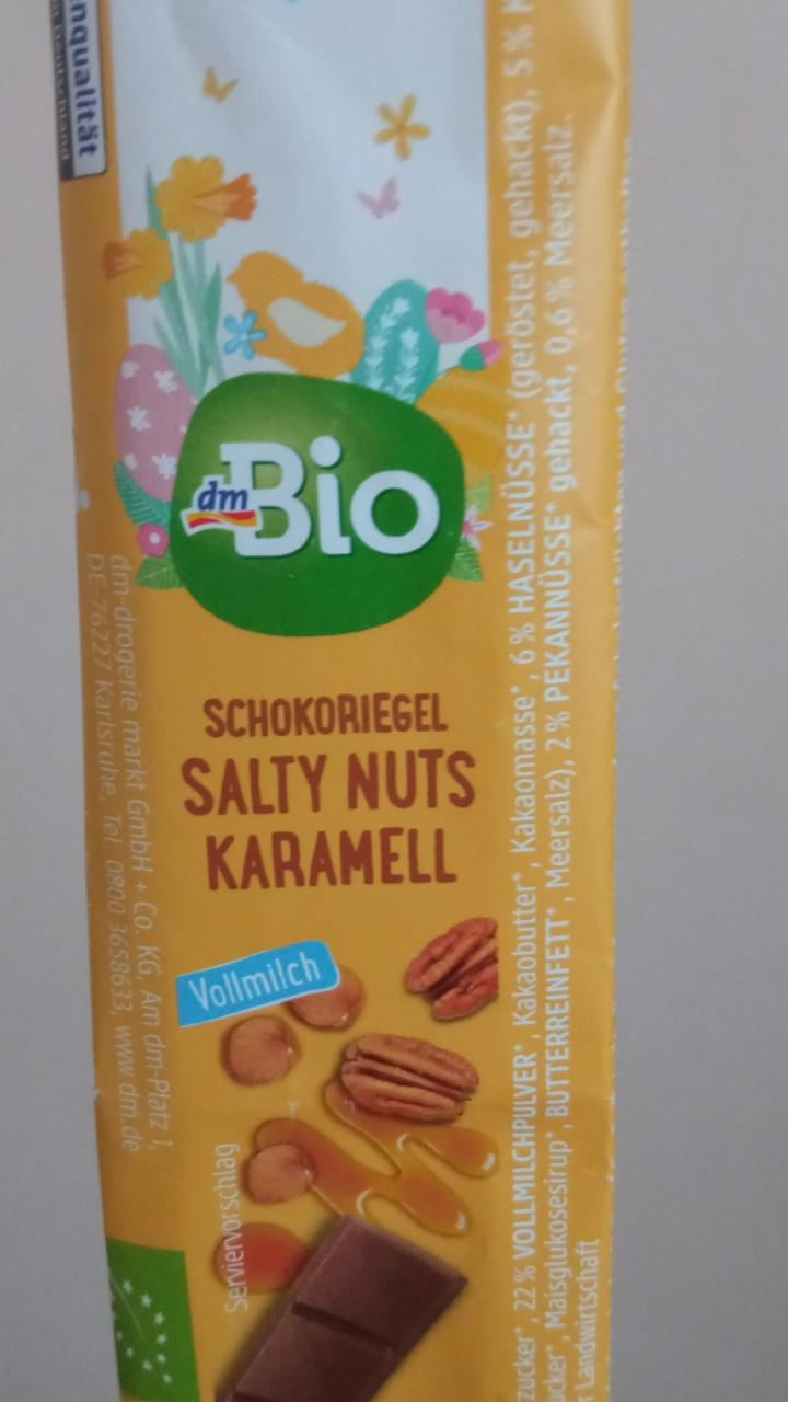 Fotografie - Schokoriegel Salty nuts Karamell dmBio