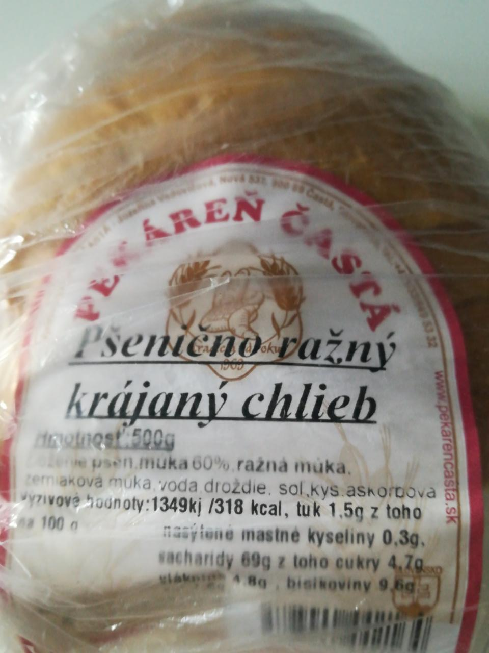 Fotografie - Pšenično ražný krájaný chlieb Pekáreň častá
