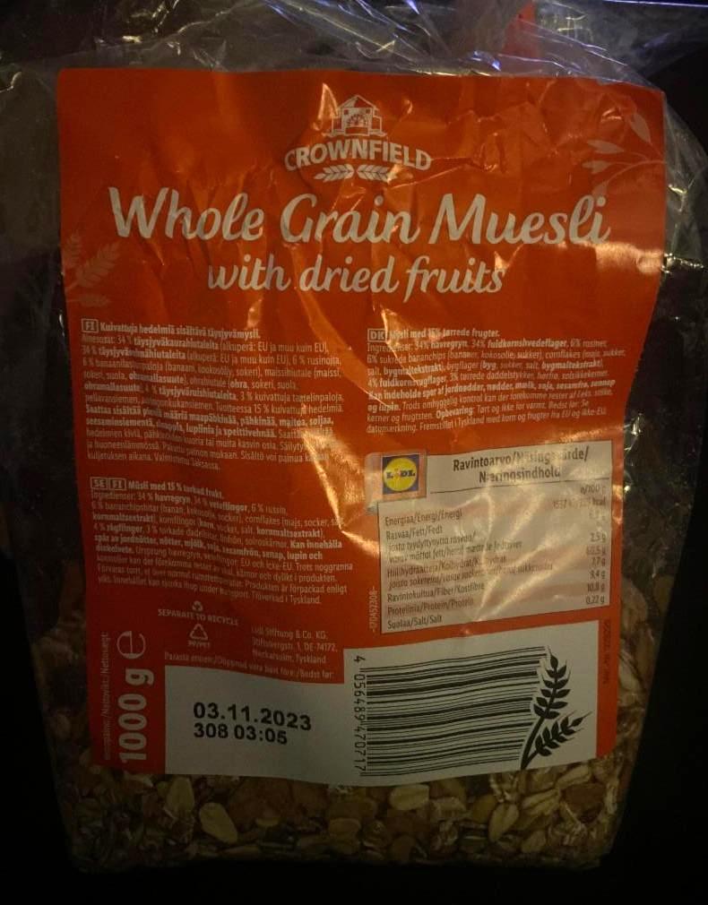 Fotografie - Whole grain muesli with dried fruits Crownfield