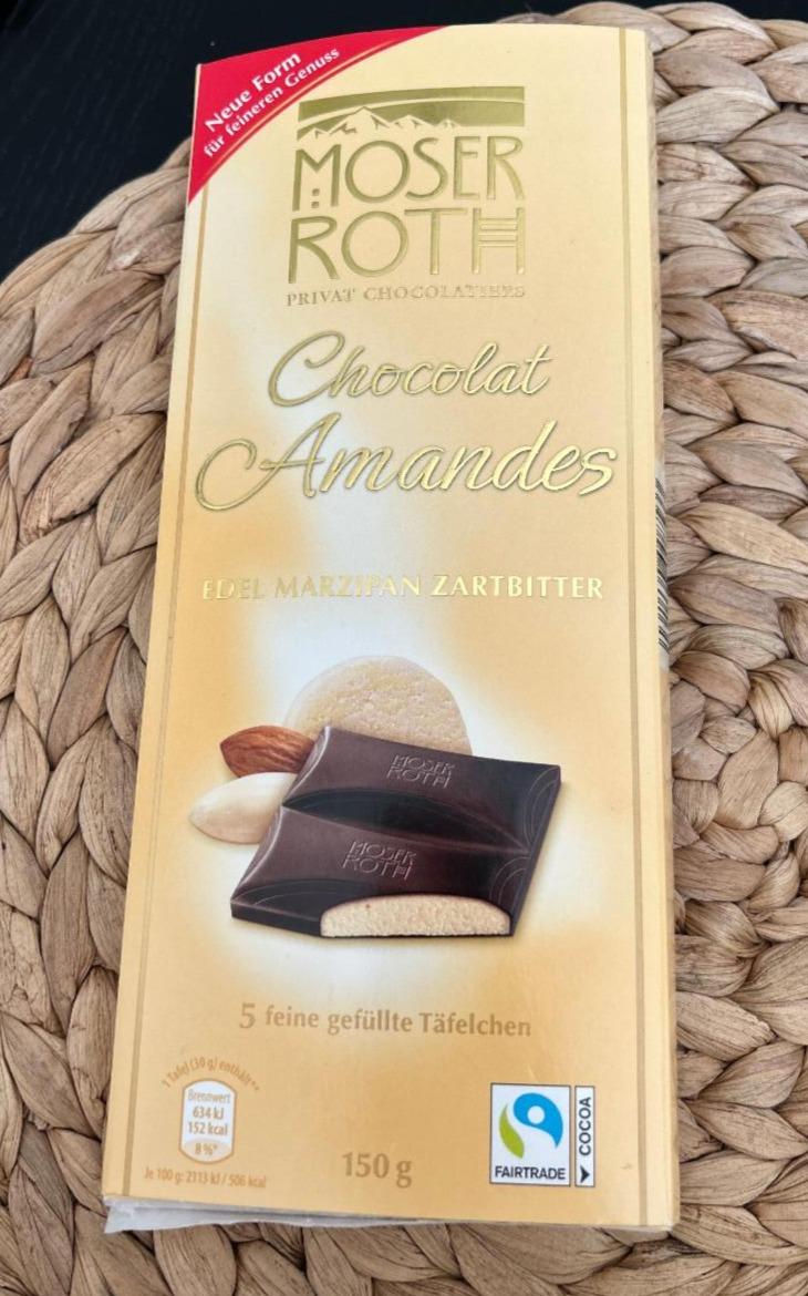 Fotografie - Chocolat Amandes Edel Marzipan Zartbitter Moser Roth