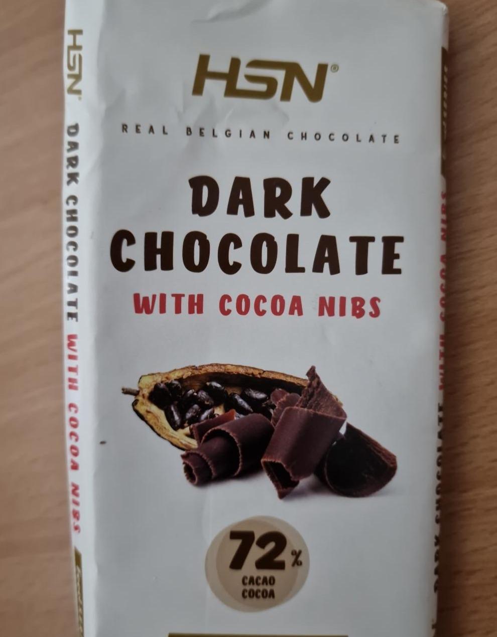 Fotografie - Dark Chocolate with cocoa nibs 72% HSN