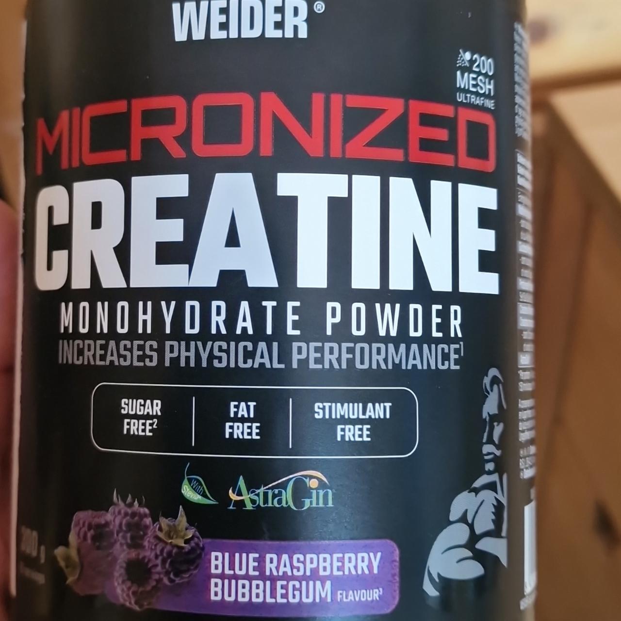 Fotografie - Micronized Creatine Monohydrate Powder Blue Raspberry Bubblegum Weider