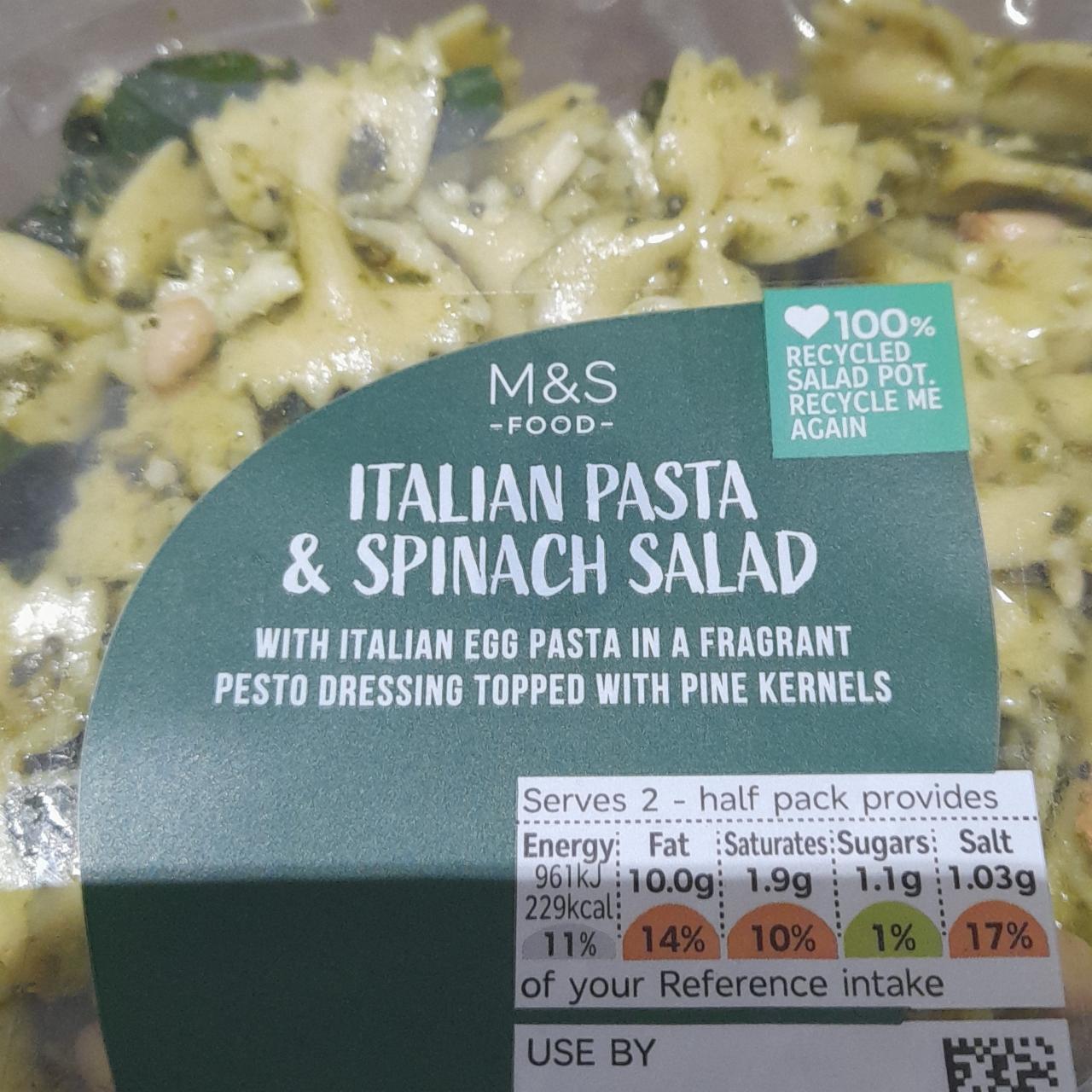 Fotografie - Italian pasta & spinach salad M&S Food
