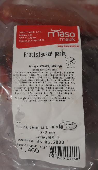 Fotografie - Bratislavské párky 59% Mäso Melek