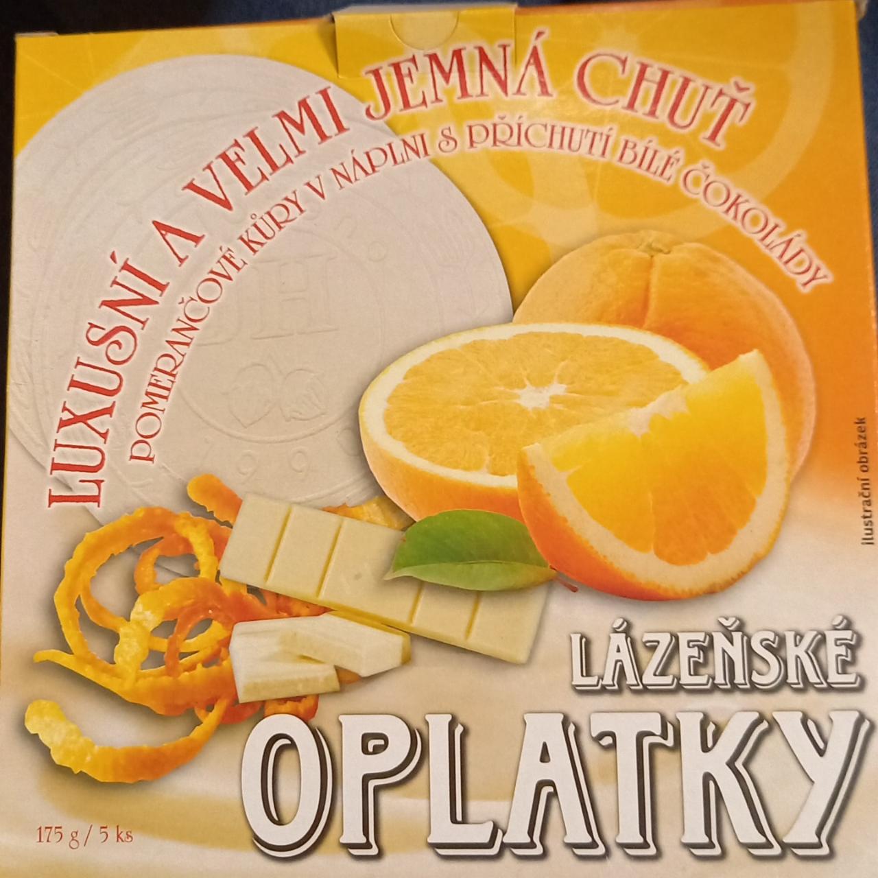 Fotografie - Lázeňské oplatky chuť pomarančové kury v náplni s příchutí bílé čokolády