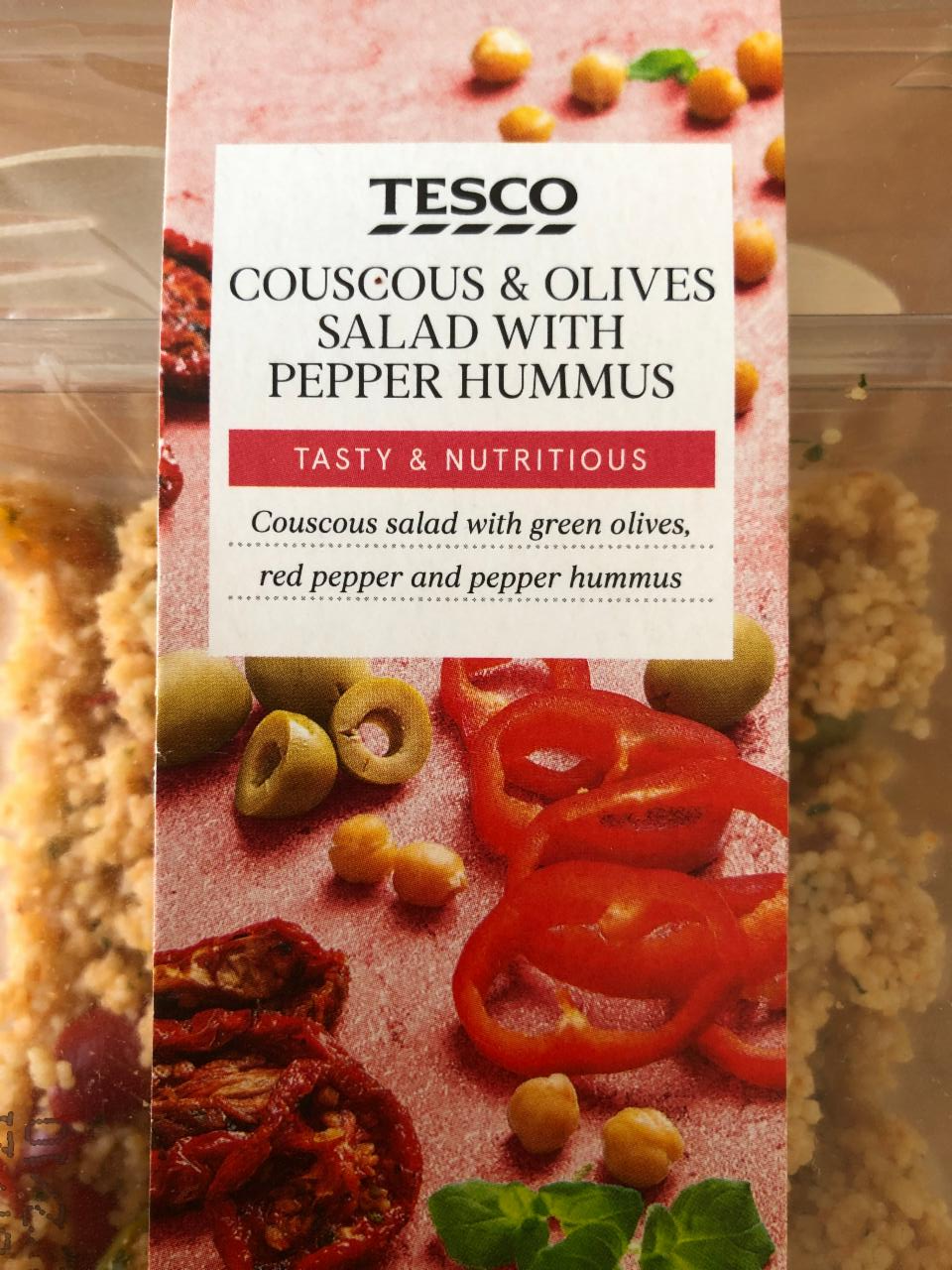 Fotografie - Couscous & Olives salad with pepper hummus Tesco
