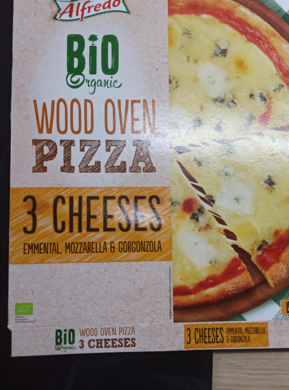 Fotografie - Wood oven pizza 3 cheeses Bio Organic Alfredo