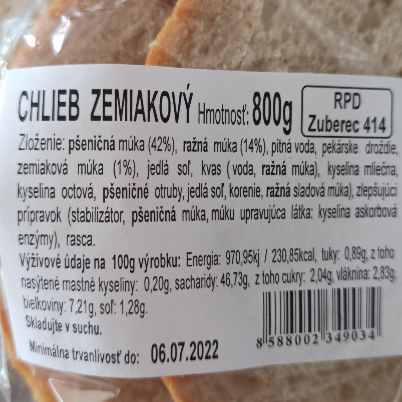 Fotografie - chlieb zemiakový ZUBERESKÁ PEKÁREŇ
