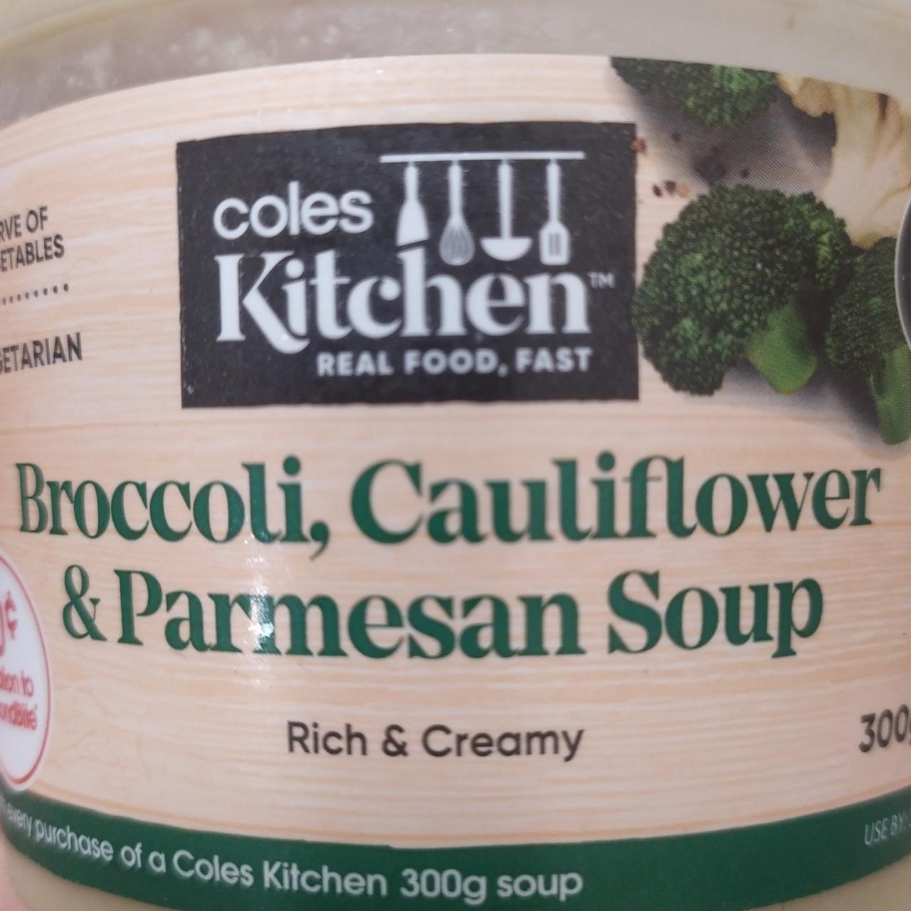 Fotografie - Broccoli, Califlower & parmesan soup Coles Kitchen