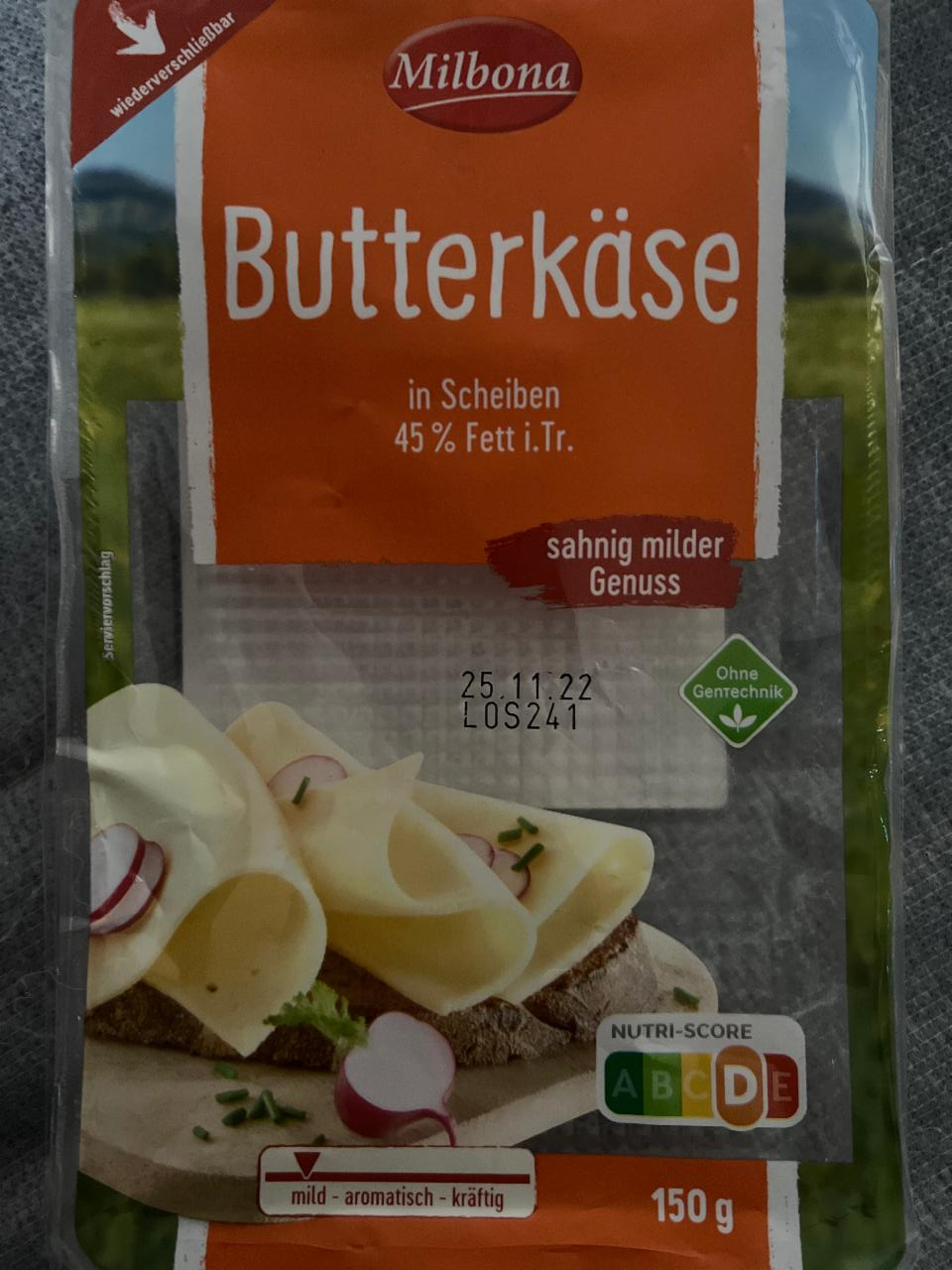 Fotografie - Butterkäse in Scheiben 45% Fett Milbona