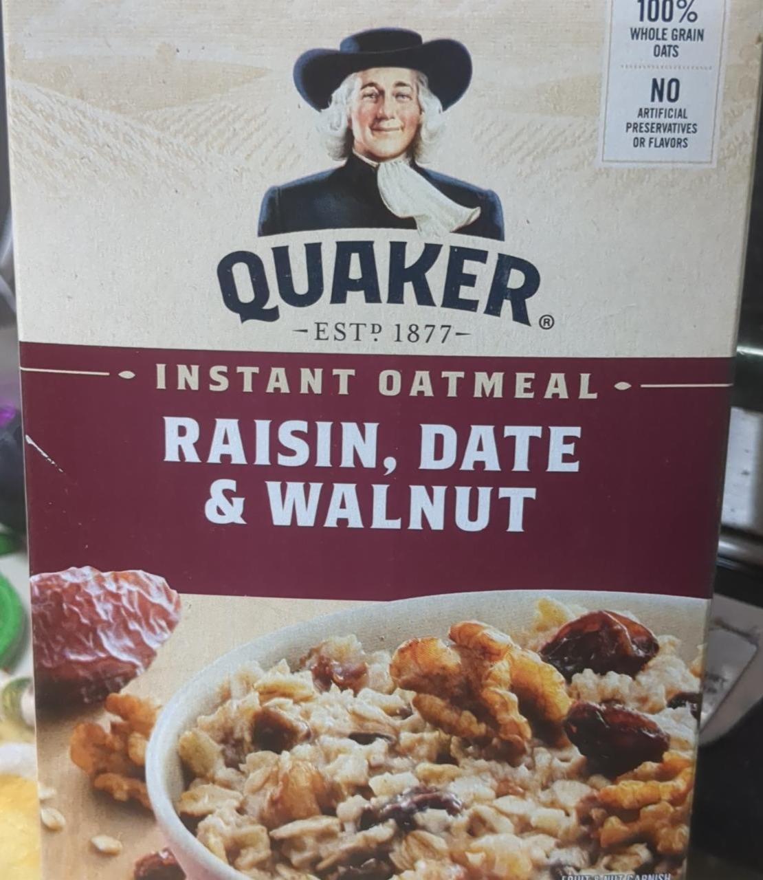Fotografie - Instant Oatmeal Raisin, Date & Walnut Quaker