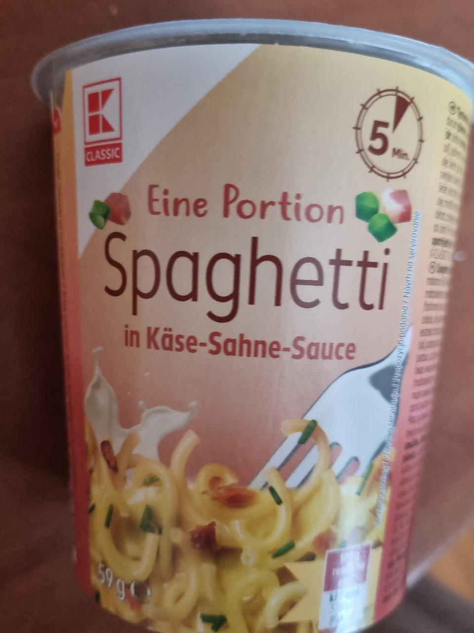 Fotografie - Eine Portion Spaghetti in Käse-Sahne-Sauce K-Classic