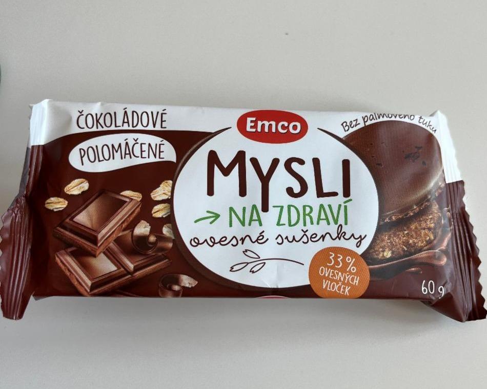 Fotografie - Emco mysli na zdraví čokoládová polomáčané ovsené sušienky