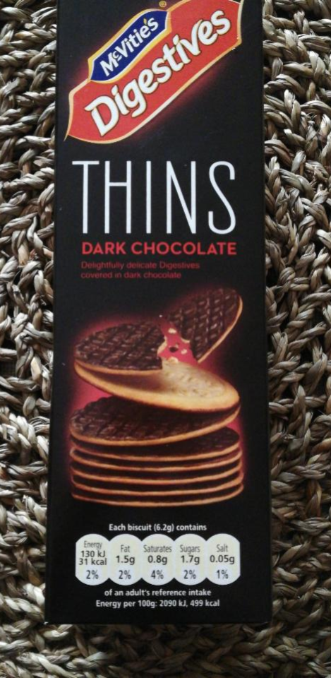 Fotografie - sušenky Digestives Thins Dark Chocolate McVitie's